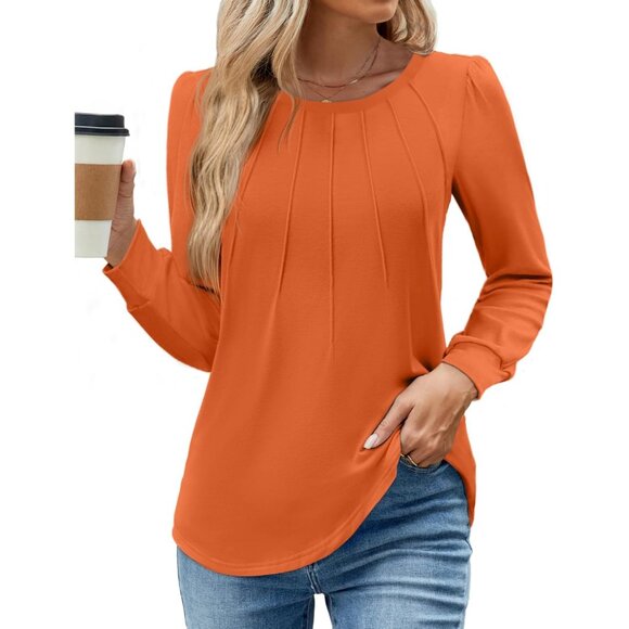 Tops - Womens Long Sleeve Blouse Polyester Rayon Spandex Casual Office Top